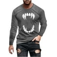 thumbnail image 3 of YOIAVAIOY Mens Halloween Print T Shirts Ghost Graphic Shirt Long Sleeve Crew Neck Tees Fall Trendy Casual Y2K Pullover Tops Gray XXXL, 3 of 6