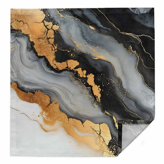 Black Golden Cloth Napkins Washable Set of 1, Marble Aesthetics Modern Ink Painted Reusable Dinner Table Napkins Cloth Bulk for Weddings Kitchen Restaurants Hotel Events Parties 20 x 20 Inch