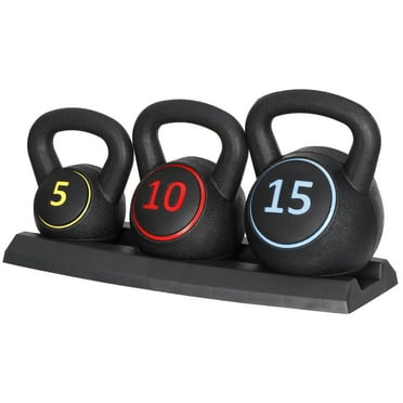 ZENSTYLE 3-Piece Kettlebell Set with Storage Rack Home Gym Exercise Fitness Weights