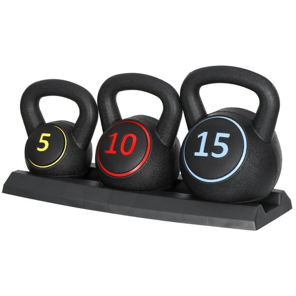 ZENSTYLE 3-Piece Kettlebell Set with Storage Rack Home Gym Exercise Fitness Weights