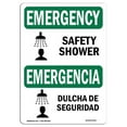 thumbnail image 1 of SignMission OS-EM-A-1218-L-10357 12 x 18 in. OSHA Emergency Sign - Safety Shower with Symbol Bilingual, 1 of 1
