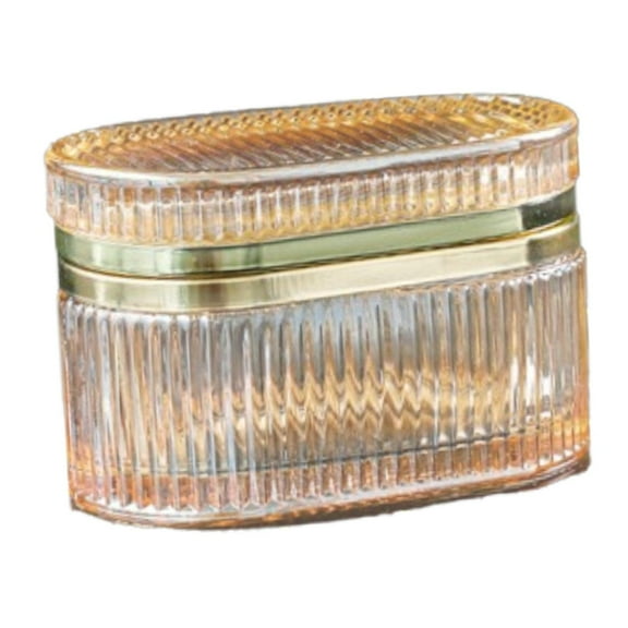 yuksok Embossed Glass Jewelry Box Cosmetic Jewelry Casket for Bangles Charms Crafts Amber