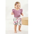 thumbnail image 5 of Happy Town Toddler Girl's Ruffle Sleeve Romper Floral Shorts Headband Outfit Set, 5 of 7