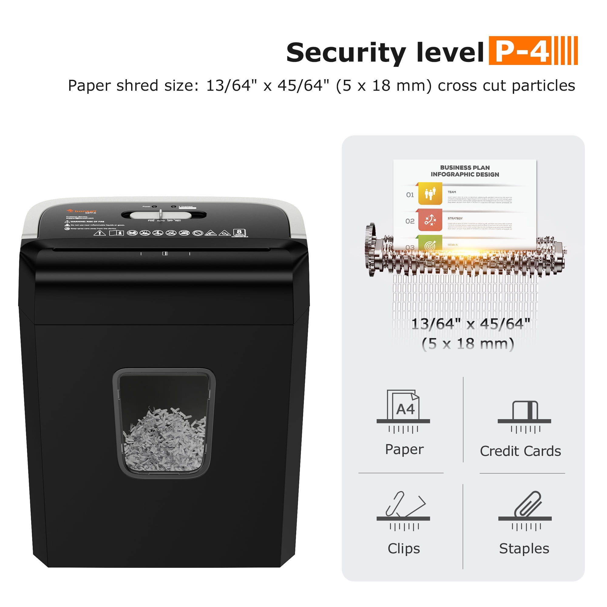 Bonsaii C277-C 8-Sheet Cross Cut Paper Shredder for Home Office Use