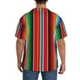 thumbnail image 7 of Goofa Mexican Serape Blanket Stripes Printed Men's Casual Short-sleeved Shirt,Lightweight Breathable Button-down,Summer Casual men's top,Versatile Fashion shirt-Medium, 7 of 7