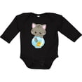 thumbnail image 3 of Inktastic Kitty And The Fish Bowl, Cute Little Cat, Fish Girls Long Sleeve Baby Bodysuit, 3 of 5