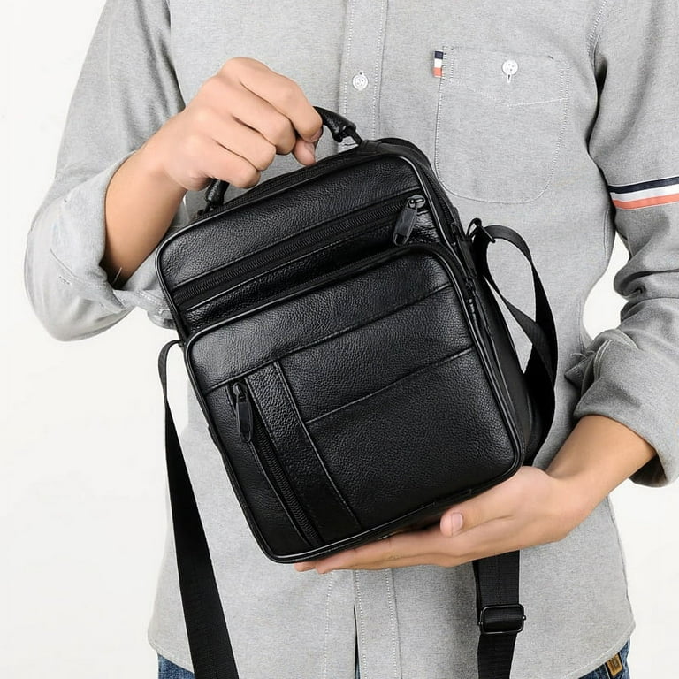 Men's Shoulder Bag Men's Genuine Leather Chest Pack Man Sling Messenger  Bags Belt Small Crossbody Bags Side Bags for Men 