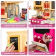 thumbnail image 4 of Wisairt Play Kitchen Set, 2.6FT Tall Kids Play Kitchen w/ Realistic Lights Sounds Simulation Spray for Toddlers Girls Boys Gift, Pink - 22x12.6x31.5in, 4 of 7