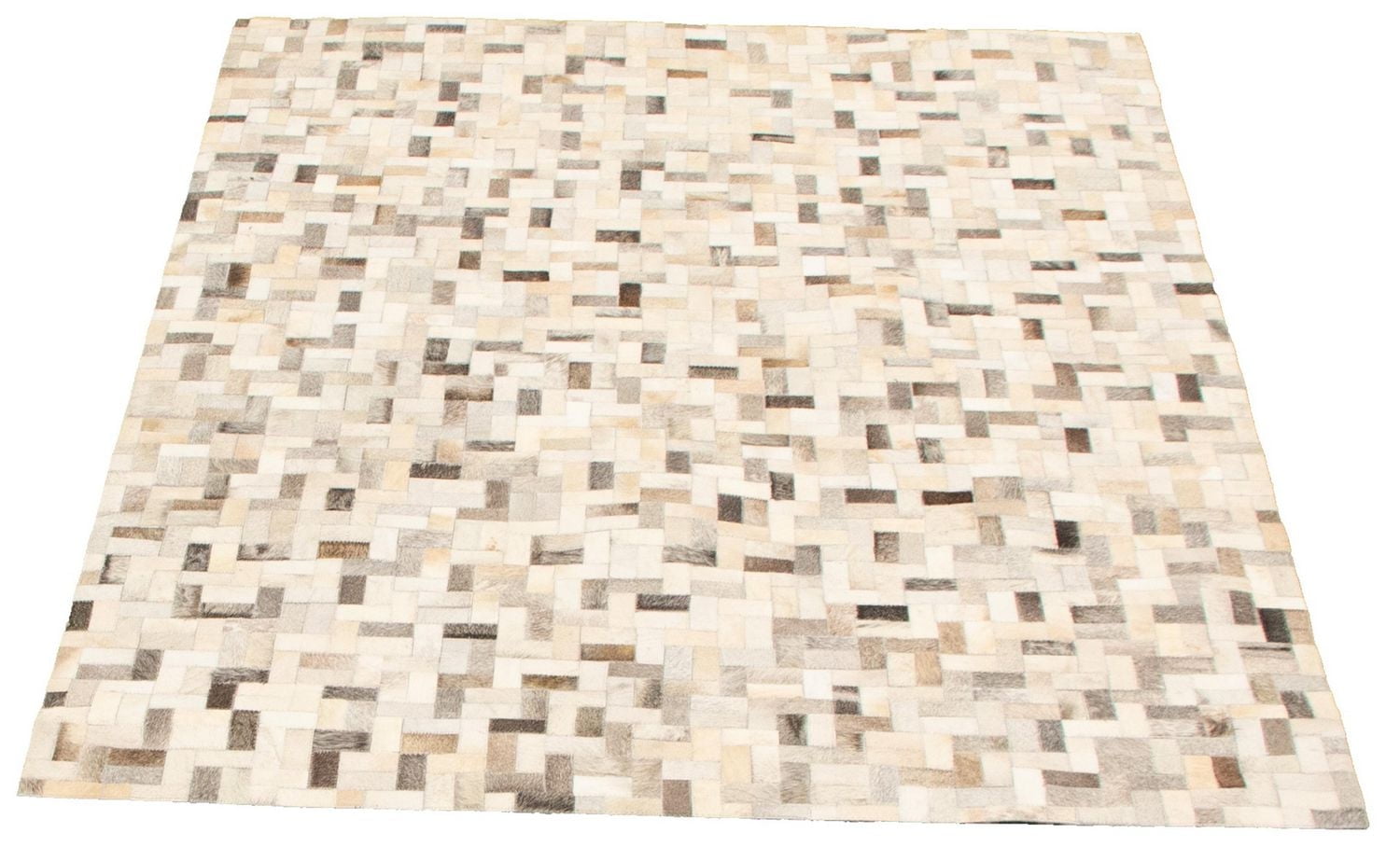 ECARPETGALLERY 4'9" x 6'8" Contemporary Cowhide Patchwork Handmade Area Rug for Living Room, Dining Room and Bedroom in Grn