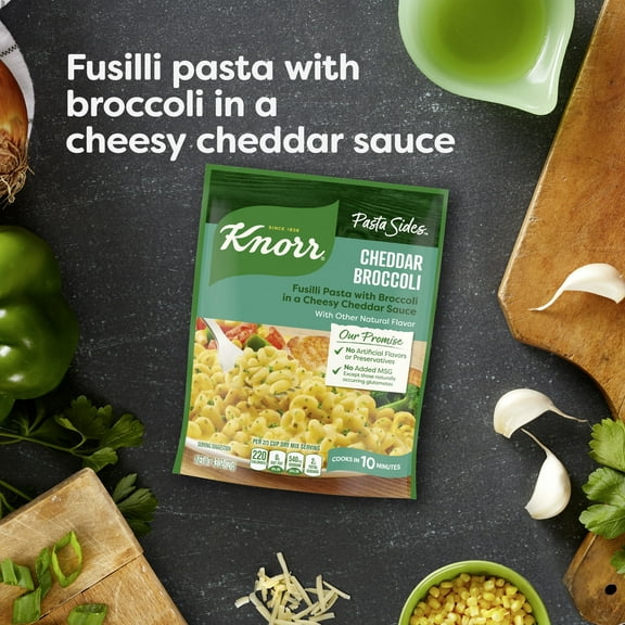 Knorr No Artificial Flavors Cheddar Broccoli Pasta Sides Ready Meals, 10 Minute Cook Time, 4.3 oz (Pack of 4)