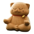 thumbnail image 3 of Estatua de gato de madera tallada, adorno tallado, regalo de la fortuna, figura de animal coleccionable Estilo C, 3 of 9