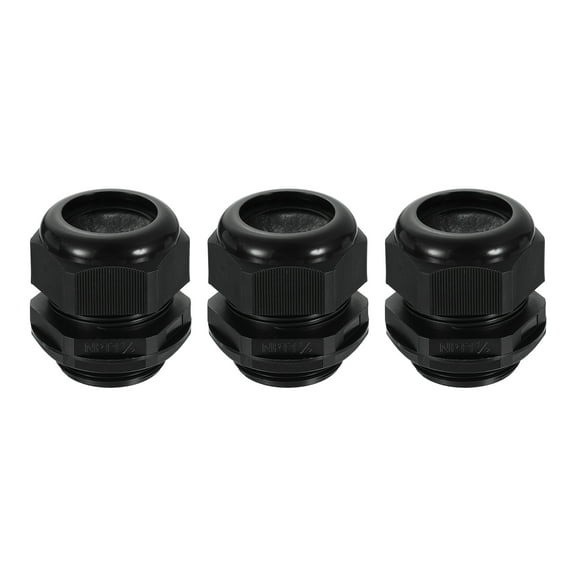 3Pack NPT 1-1/2" Nylon Cable Glands, Waterproof Adjustable Wire Grommet, Black