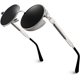 thumbnail image 1 of Gafas de sol steampunk polarizadas redondas grises plateadas vintage para hombres y mujeres con protección UV400 oso de fresa Electrónica, 1 of 5