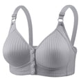 thumbnail image 3 of GERsome Front Closure Bras for Women Wireless Snap Comfort Full Coverage Seamless Supportive Bralettes Gray L, 3 of 7