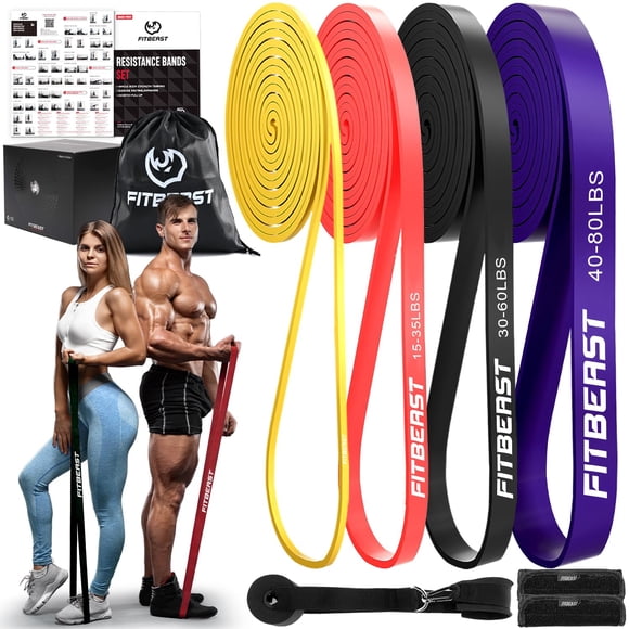 Set de bandas de resistencia FitBeast de 4 niveles, 5-80 lb