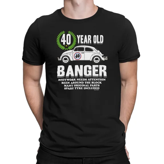 Mens 40th BIRTHDAY T-Shirt Cotton OLD BANGER 40 Years Old Joke Car Gift