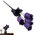 thumbnail image 2 of Halloween Roses Artificial Flowers, Dark Purple Silk Rose Buds, Gothic Faux Rose Bouquet, Black Themed Silk Flower Stems, Halloween Decorative Floral Sprigs Halloween Party Home Decorations, 2 of 5