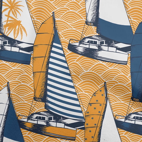 oneOone Polyester Spandex Mustard Yellow Fabric Nautical Sewing Fabric By The Yard Printed Diy Clothing Sewing Supplies 56 Inch Wide