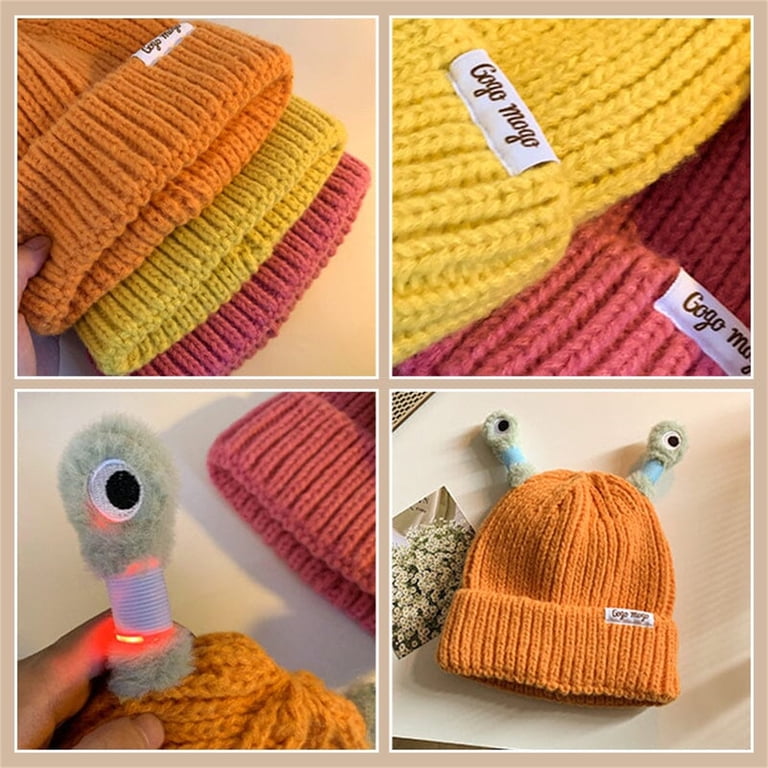 Frog Knit Beanie Hat with Stretchy Eyes, Cute Animal Themed  display picture 3