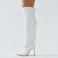 thumbnail image 4 of FSJ Women Simple Lace Up Over the Knee Boots Stiletto High Heel Pointed Closed Toe Sexy Party Dress Long Boots Shoes Size 5.5 White, 4 of 4