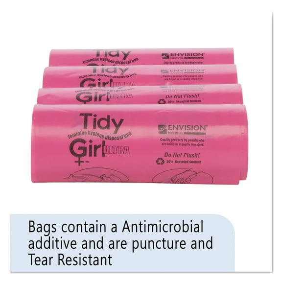 Tidy Girl Feminine Hygiene Sanitary Disposal Bags, 4" x 10", Natural, 600/Carton -STOTGUF