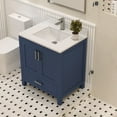 thumbnail image 4 of Ayna Decors Rooh 30 in Navy Blue Bathroom Vanity Set with White Quartz Countertop, Brass Faucet, & 30 in Matching Mirror | Pop-Up Drain & P-Trap Included | Brushed Nickel Hardware | AVR30NB3122, 4 of 10