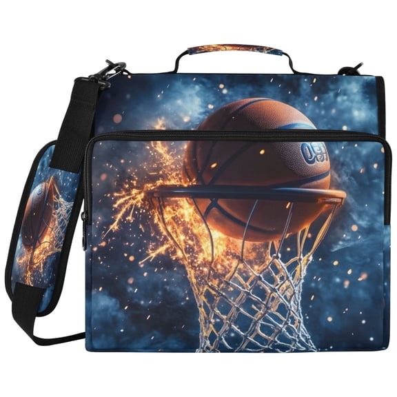 ALAZA Zipper Binder Basketball Sparks Pattern 2 inch 3 Ring 500 Sheet Capacity Trapper Keeper File Folder Organizer Bag