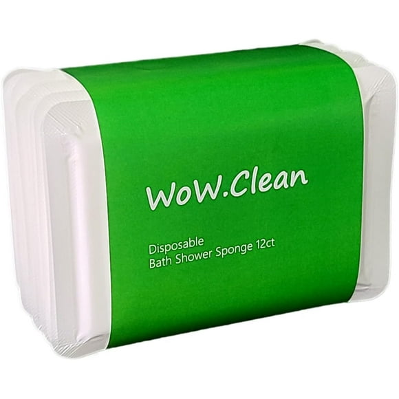 Esponja De Ducha De Baño Desechable Wow.Clean, 1 Docena De 12 Unidades. Suministros De Ducha Limpios Y Fáciles De Transportar Para Viajar O Acampar, Color Blanco