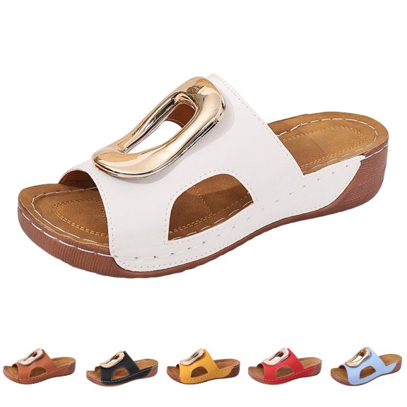 Modisza Open Toe Wedge Heel Sandals for Women Comfortable Walking Slides with Arch Support Hollow Out Slip on Summer Shoes Black size 6