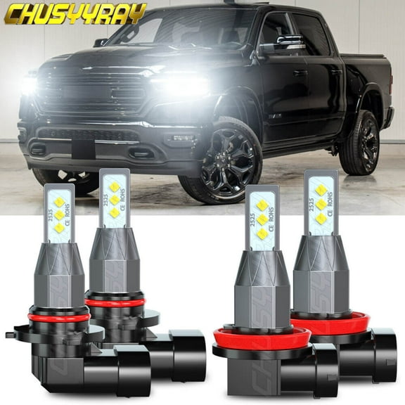 9005 H11 LED Fog Light Kit 6000K White 9005/HB3/H10/H12 H11/H8/H9 Plug&Play Total 4 Bulbs