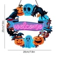 thumbnail image 3 of Halloween Wooden Door Wreath Hanger, Spooky Black Cat Pumpkin Skeleton Welcome Sign for Front Door Porch Indoor Outdoor Haunted House Party Wall Decor, 3 of 6