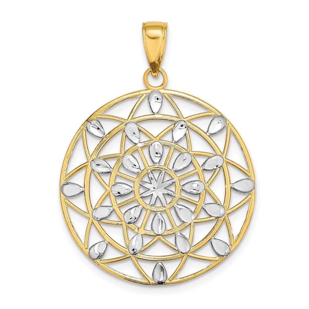 FB Jewels 14K White and Yellow Two Tone Gold Cut Out Stars and Diamond ...