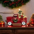 thumbnail image 5 of Christmas Red Truck Decor with Warm White Flashing Lights and Christmas Tree - Rustic Farmhouse Style, Vintage Metal Pickup Truck for Holiday Home & Party Decorations, Unique Christmas Gifts Idea, 5 of 8