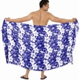 thumbnail image 2 of LA LEELA Men's Swimwear Beach Summer Pareo Long Sarong Wrap One Size Cobalt, Floral Vacation Holiday Party, 2 of 4