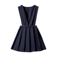thumbnail image 6 of School Uniform Dresses Girls Pleated V Neck Casual Jumper Ruffle Sleeveless Cute Overall Dress Navy, Size 3 Y, 6 of 7