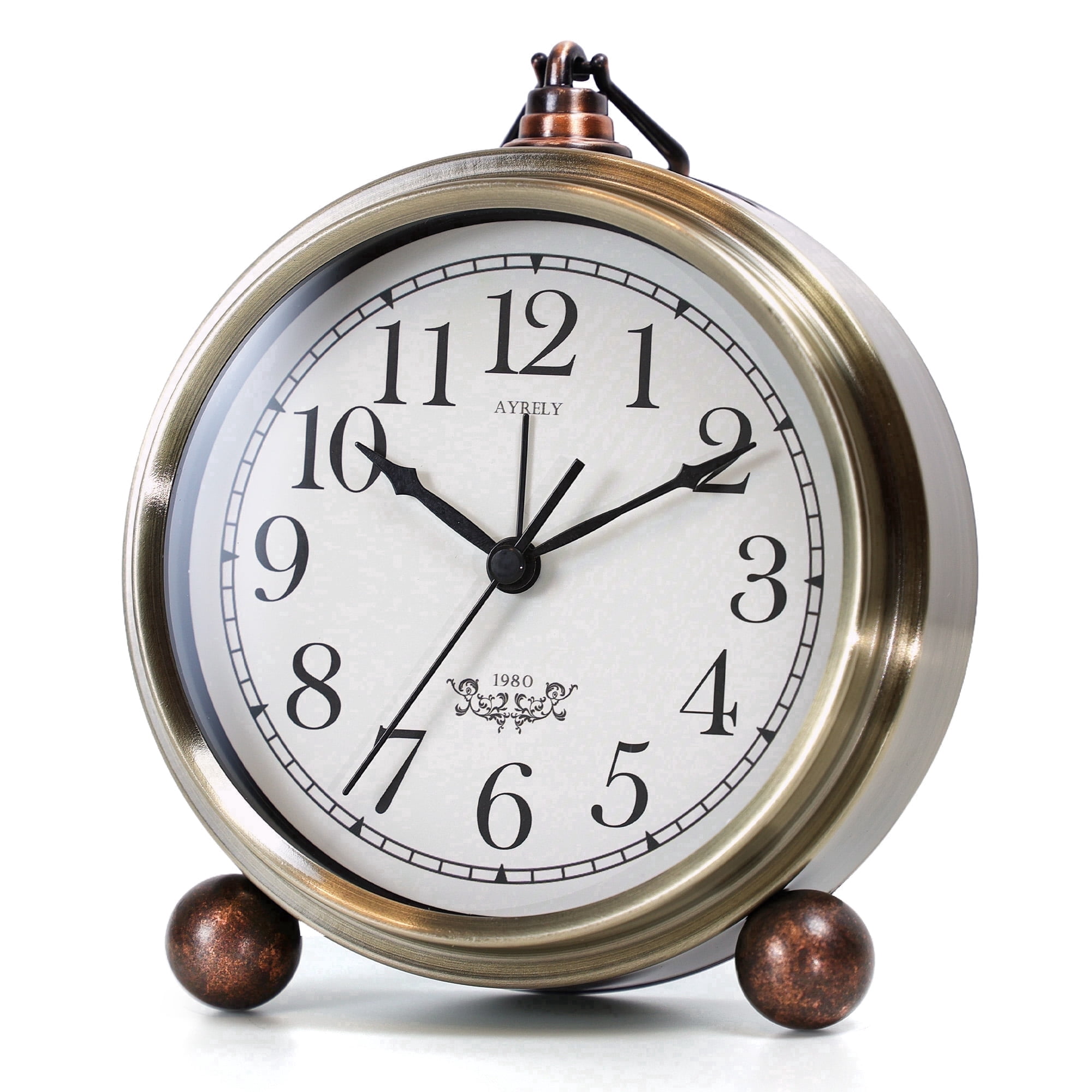 AYRELY® 5 . 3 " Vintage Analog Alarm Clock, Battery Operated Metal Desk Clock, Retro Table Clock with Light AYRELY® 5 . 3 Vintage Analog Alarm Clock, Battery Operated Metal Desk Clock, Retro Table Clock with