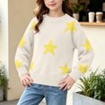 thumbnail image 5 of Atogsazn Childrens Girls Knitted Sweater Casual Star Printed Long Sleeve Sweaters Fall Winter Tops Clothes White 8-10 Years Fashion, 5 of 7