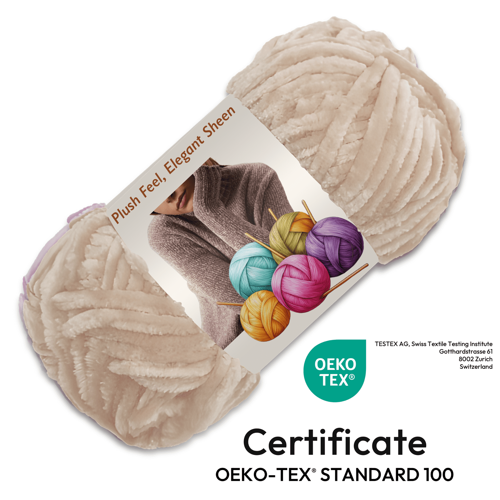 ComfiTime 6-Pack Velvet Yarn – Bulky #5, 3.5 oz / 87.5 Yds per Skein, OEKO-TEX Certified, Soft Fluffy for Sweaters, Blankets, Scarves, Home Décor, Crochet/Knitting/Amigurumi, Machine Washable, Beige