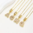 thumbnail image 2 of PAURO Initial Pink Necklaces for Women A-Z Pendant Cubic Zirconia Stainless Steel Chain Dainty Alphabet&nbsp;Chain Vintage Letter Jewelry Gold Letter E, 2 of 4
