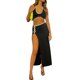 thumbnail image 2 of VISgogo Traje casual para mujer, sin mangas, sin espalda, con cuello halter y falda larga dividida de cintura alta VISgogo  moda, 2 of 9