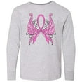 thumbnail image 3 of Inktastic Breast Cancer Awareness with Butterfly Ribbon Words Long Sleeve Youth T-Shirt, 3 of 5