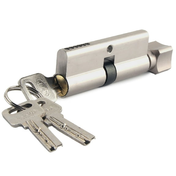 70mm Aluminum Alloy Door Lock Cylinder 6-Pin High Security Keyed Alike Euro Cylinder for Wooden Doors Indoor Bathroom Bedroom Silver with 3 Keys