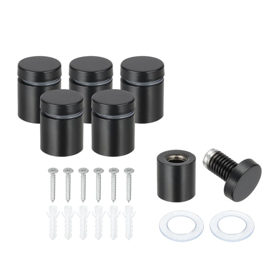 3/4" x 1" Standoff Screws, 6Pcs Stainless Steel Wall Mount Sign Screw Stand Off Mounting Hardware Advertising Nail for Hanging Acrylic Picture Frame, Black