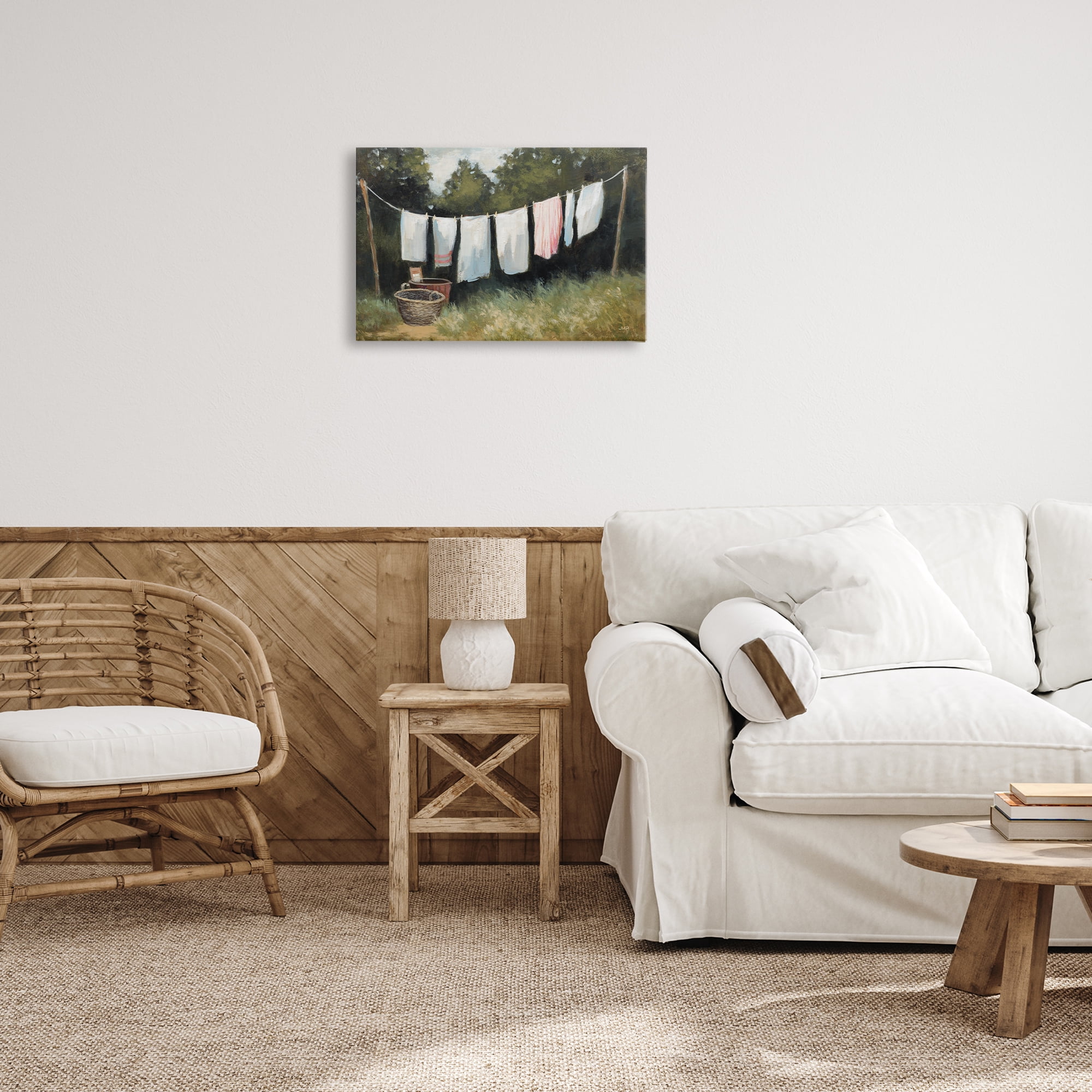 Stupell Industries Laundry Out To Dry Bath & Laundry Painting Wrapped Canvas Art Print Wall Art, 24 x 16