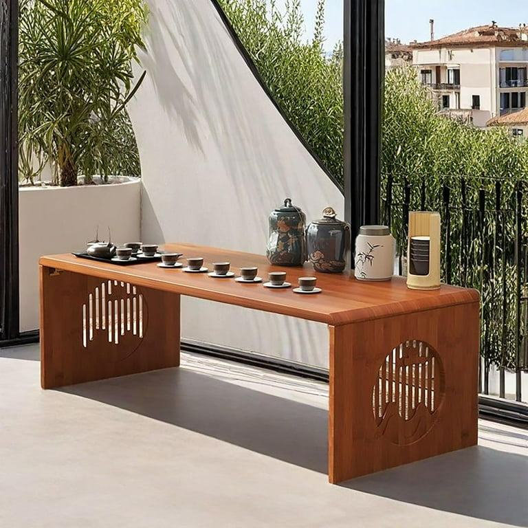 Rzoizwko Japanese Floor Table Folding Bamboo Wood Coffee