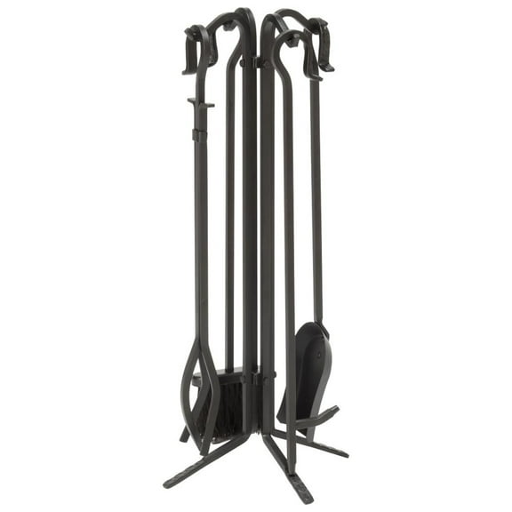 5-Piece Black Wrought Iron Fireplace Tools Set (F-11140)