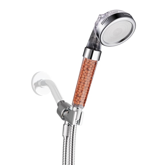 Cobbe Three-Setting Adjustable Filter Showerhead Built-in mineral beads soften water quality Effectively removes chlorine and fluoride Gently nurtures dry hair and skin