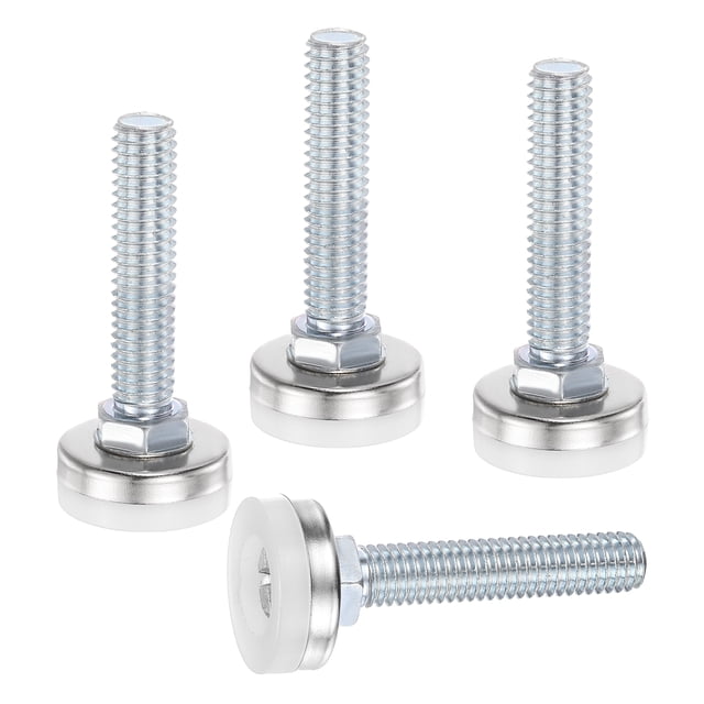 Uxcell 4Pcs Furniture Leveling Feet, 3/8"-16 x 1.3" x 1" Adjustable Metal Furniture Feet Levelers, Non-Slip Screw in Threaded Table Leg Levelers for Sofa, Chair, Cabinet, Table