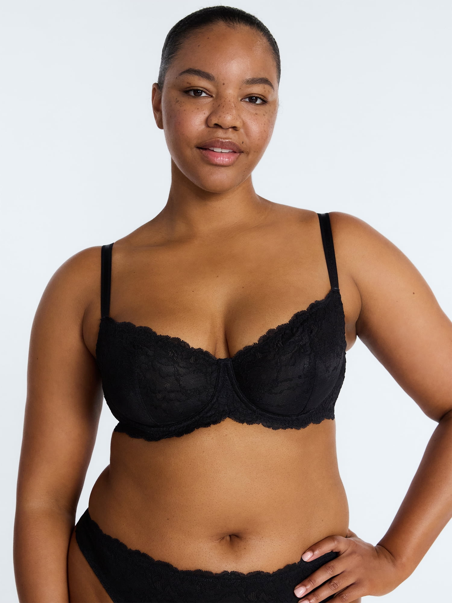 Joyspun Women's Two-Tone Lace Balconette Bra, Sizes 36B-40DDD