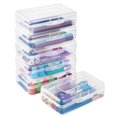 thumbnail image 1 of 6 Pack Clear Pencil Box, Plastic Large Capacity Pencil Boxes Plastic Boxes with Snap-tight Lid, Office Supplies Storage Organizer Box, Stackable Design and Stylish,Clear, 1 of 7